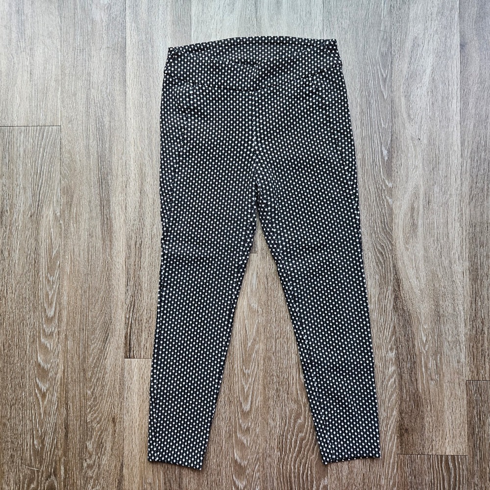 Bar III Womens Black White Geometric Diamond Print Skinny Ankle Pants Large